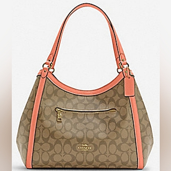 BRAND NEW~Spacious COACH Signature Canvas "KRISTY" 3 Section Shoulder/Satchel - Picture 1 of 16